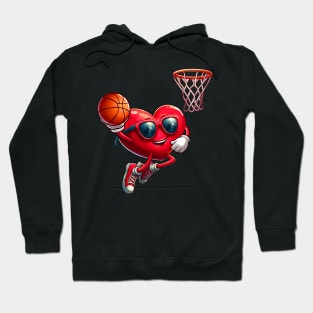 Heart Dunking Basketball Valentines Day Shirts For Boys Kids Hoodie